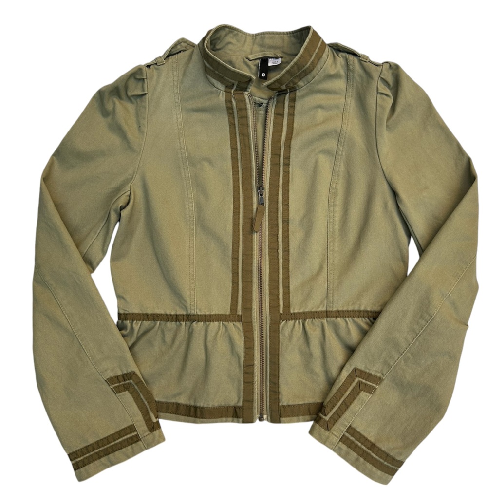 H&M DIVIDED Women’s Green Flare Waist Mini Jacket Size:8